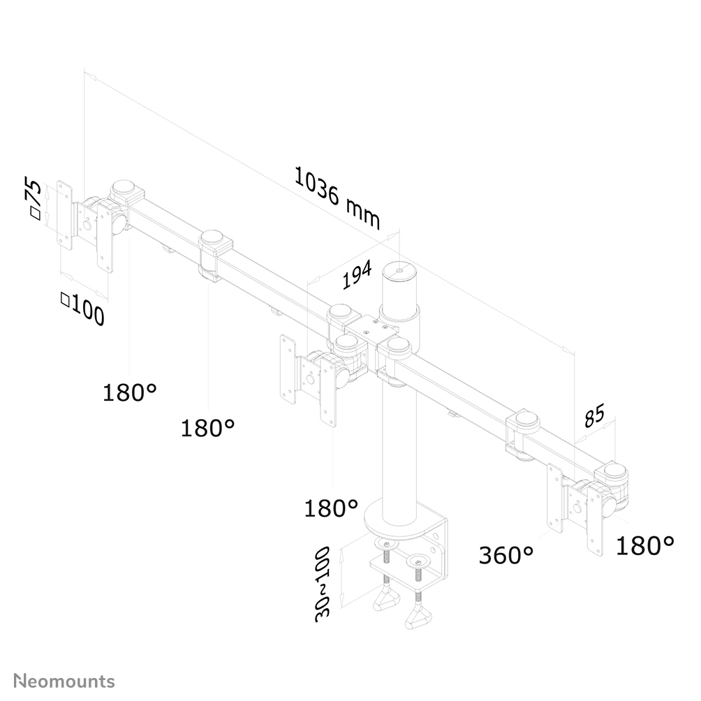 Neomounts FPMA-D960D3 Support d'écran à fixer 10-21"